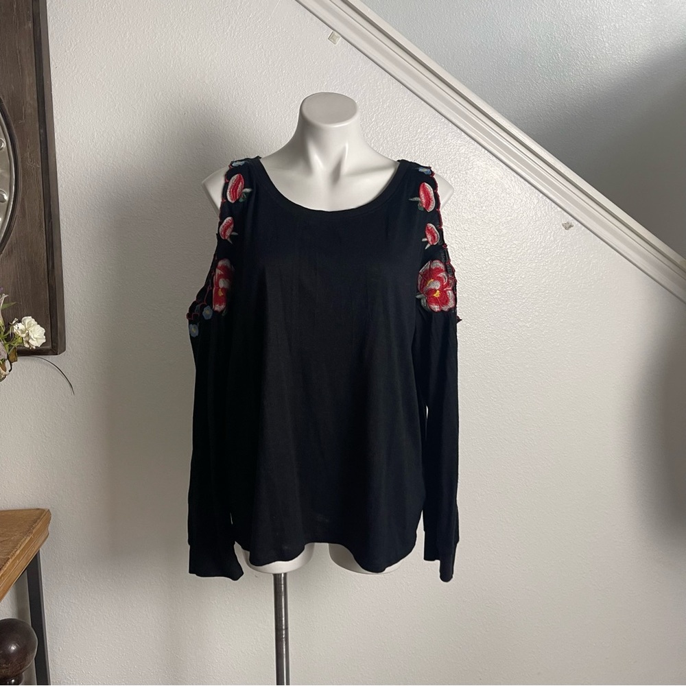 Black Floral Cutout Sweater